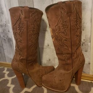 Cowboy boots platform knee high Jeffrey campbell